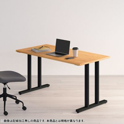 幅100～140cm サイズオーダーデスク Sizeno(シゼノ) パソコンデスク ブラックチェリー 無垢材 木製 T字脚 スチール脚 天然木 パソコンデスク 切り欠き オフィスデスク テレワークデスク 勉強机 おしゃれ 北欧モダン 