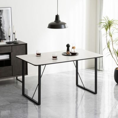 【設置無料】幅140cm セラミック ダイニングテーブル 4人用 長方形 アイアン脚 大理石調 テーブル モダン 食卓テーブル おしゃれ シンプル グレー ブラック 黒