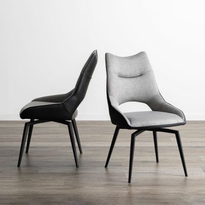 【2脚セット】ダイニングチェア 回転 オートリターン 椅子 ファブリック スチール脚 チェア モダン リビングチェア 食卓椅子 おしゃれ シンプル かっこいい グレー