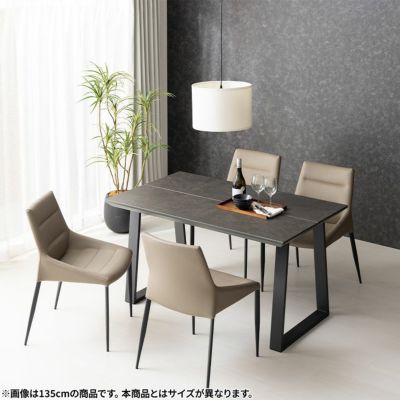 【設置無料】4人用 ダイニングテーブルセット 5点 ノワール セラミックテーブル 2本脚 合皮 ダイニングチェア モダン おしゃれ (幅165cm 食卓テーブル×1 食卓椅子×4)