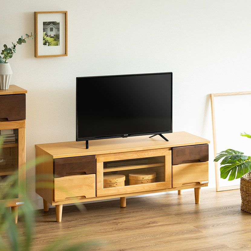 ♻️ リーフパーク　Nクレソン117テレビ台 幅117cm 木製 テレビ台 Nクレソン 引き出し付き ガラス扉 収納