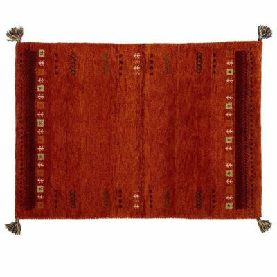 90×130cm ギャッベラグ SUNSET 手織り 天然素材 コットン ウール ラグ ギャベ 長方形 カーペット 床暖房対応 ホットカーペット対応 絨毯 おしゃれ 赤 レッド