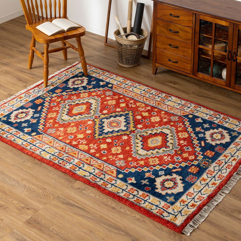 130×190cm トライバルラグ CRIMSON 手織り 天然素材 コットン ウール ラグ 幾何学 トライバル 長方形 カーペット 床暖房対応 ホットカーペット対応 絨毯 おしゃれ｜¥40,728の動画