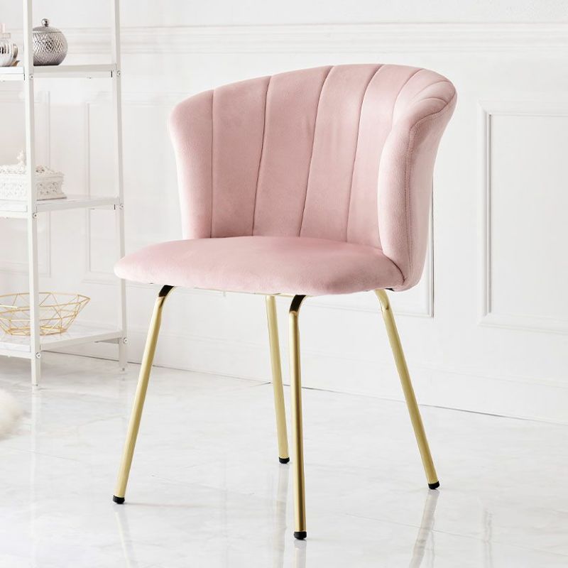 ダイニングチェア 肘付き コールド脚 ベロア風 ファブリック チェア