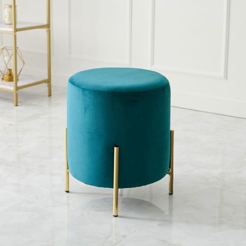 ラウンド スツール ファブリック ベロア風 円柱 モダン チェア 軽量