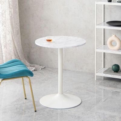 幅60cm 円形 ダイニングテーブル 大理石調 丸テーブル スチール脚 シンプル モダン カフェテーブル 小さめ 2人用 食卓テーブル おしゃれ 石目調 マーブル柄 グレー 黒 白