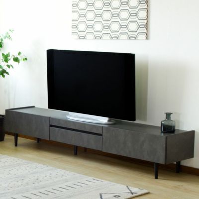 【設置無料】幅200cm テレビボード 石目 大理石調 セラミック調 メラミン天板 引き出し付き 収納 ローボード シンプル モダン テレビ台 おしゃれ 黒 白 ルンバブル
