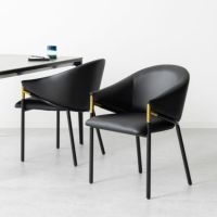 【2脚セット】ダイニングチェア 肘付き PUレザー ORV ゴールド チェア 合皮 椅子 シンプル モダン デザインチェア アームチェア ブラック 黒 おしゃれ リビング オーヴ｜¥27,182の動画