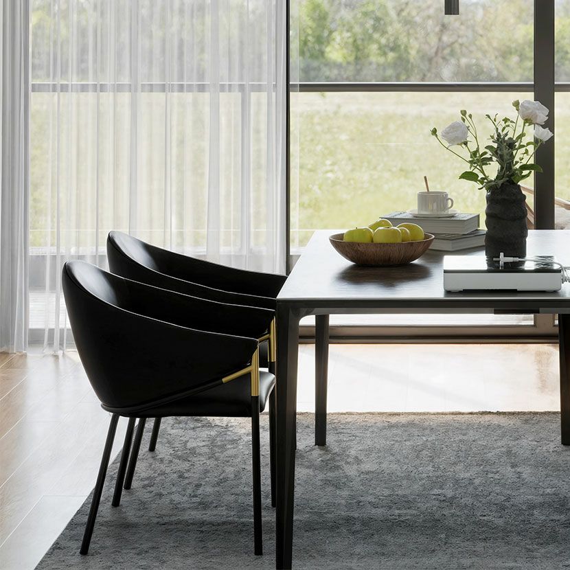 2脚セット】ダイニングチェア 肘付き PUレザー ORV ゴールド チェア 合