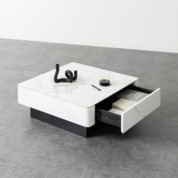 【設置無料】幅75cm セラミック ローテーブル ORV 収納 引き出し付き 正方形 センターテーブル シンプル モダン リビングテーブル おしゃれ 白 ホワイト グレー 完成品｜¥48,091の動画