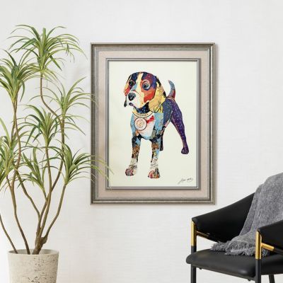 幅66cm クリスタルアート インテリア雑貨 ビーグル 犬 動物 アートパネル 壁掛けアート フレーム付き 壁飾り おしゃれ 可愛い キラキラ リビング 玄関 完成品