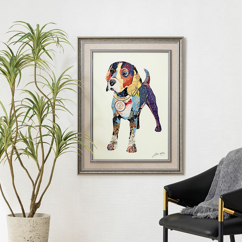 幅66cm クリスタルアート インテリア雑貨 ビーグル 犬 動物 アートパネル 壁掛けアート フレーム付き 壁飾り おしゃれ 可愛い キラキラ リビング 玄関 完成品｜¥24,982の動画