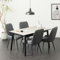 【設置無料】4人用 ダイニングテーブルセット 5点 FLGA コンセント付き メラミン テーブル モダン ダイニングチェア おしゃれ (幅140cm 食卓テーブル×1 食卓椅子×4)｜¥67,182の動画