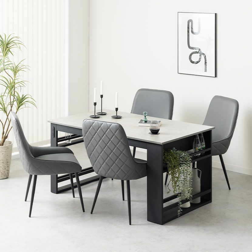 【設置無料】4人用 ダイニングテーブルセット 5点 FLGA コンセント付き メラミン 収納付き テーブル モダン ダイニングチェア おしゃれ (幅140cm 食卓テーブル×1 食卓椅子×4)｜¥75,364の動画