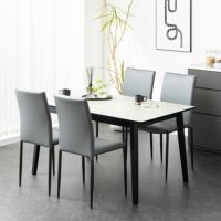 【設置無料】4人用 ダイニングテーブルセット 5点 FLGA コンセント付き メラミン テーブル モダン スタッキング ダイニングチェア おしゃれ (幅140cm 食卓テーブル×1 食卓椅子×4)｜¥66,273の動画