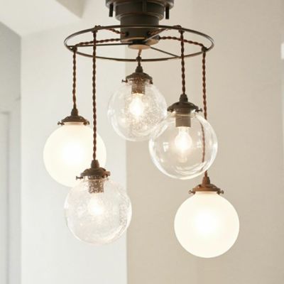 【LED電球付き】5灯 ペンダントライト オレリア5 ガラス ライト 吊り下げ 照明 インテリア 間接照明 モダン 天井照明 おしゃれ 海外風インテリア リビング ダイニング