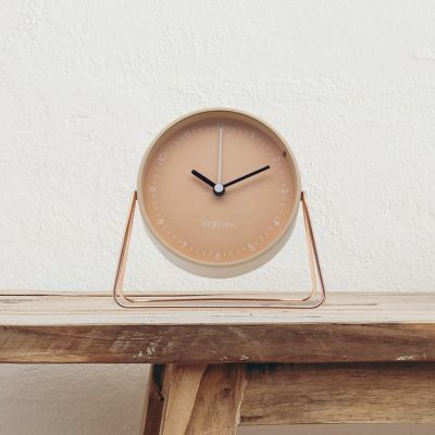 幅14cm アナログ 目覚まし時計 Berlin Table アラーム時計 スイープムーブメント デスククロック アラームクロック 置き時計 おしゃれ シンプル グレー ピンク