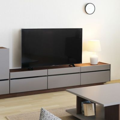 【設置無料】幅210cm テレビボード ヌーボ 木製 引出し付き 収納 配線穴付き ウォールナット ローボード TV台 テレビ台 大きい おしゃれ 北欧 モダン マットカラー グレー ベージュ