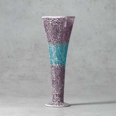 幅15cm フラワーベース L モザイクガラス 花器 一輪挿し 花入れ ガラス雑貨 オブジェ インテリア雑貨 ガラスベース 花瓶 おしゃれ キラキラ リビング ダイニング 玄関