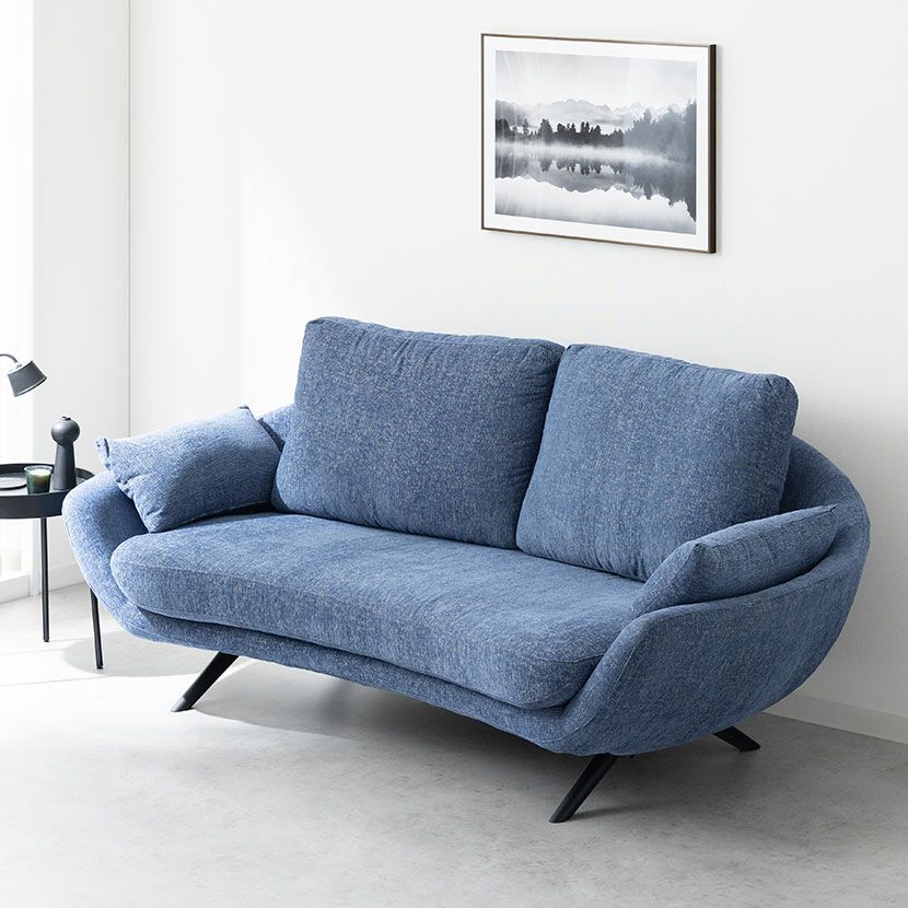 【設置無料】幅200cm 3人掛け ソファ アレッサ 布張り ソファー ファブリック リビングソファ おしゃれ 北欧 モダン ブルー ネイビー グレー アイボリー ルンバブル｜¥113,637の動画