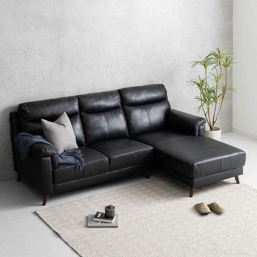 【設置無料】幅237cm 3人掛け カウチソファ ラバーロ ハイバック ソファ 革 コーナーソファ レザー L字ソファ おしゃれ 北欧 モダン ブラック モカ グレー ルンバブル｜¥199,819の動画