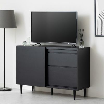 【設置無料】幅120cm ハイタイプ テレビ台 OLFE サイドボード 引き出し 収納 スライド扉 脚付き 木目 リビングボード モダン リビング収納 おしゃれ 黒 ブラック グレー ルンバブル