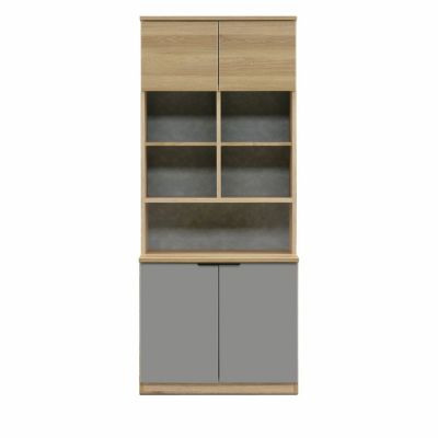【設置無料】幅77.5cm フリーボード 日本製 リビング 収納 飾り棚 シェルフ ハイタイプ キャビネット 収納家具 ディスプレイラック 本棚 国産 スリム ナチュラル グレー オシャレ
