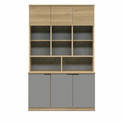 【設置無料】幅116.5cm フリーボード 日本製 リビング 収納 飾り棚 シェルフ ハイタイプ キャビネット 収納家具 ディスプレイラック 本棚 国産 ナチュラル グレー オシャレ
