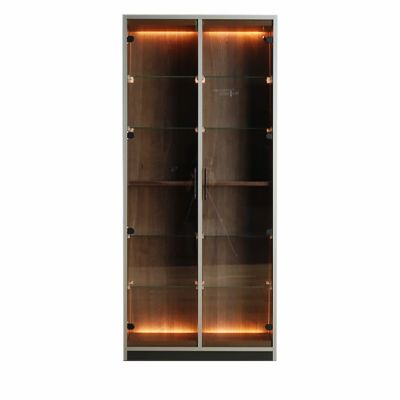 【設置無料】MORITA 幅80cm ハイタイプ コレクションケース 日本製 木目調 ガラス LED 照明付き 収納 棚 フィギュアケース コレクションボード 収納棚 飾り棚 おしゃれ ブラウン