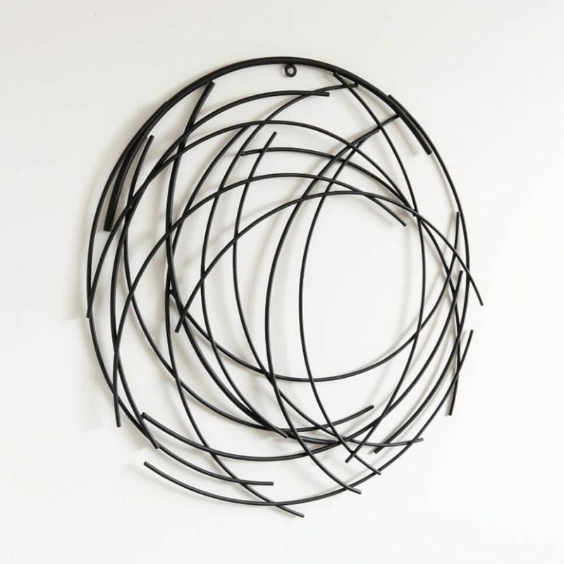 幅83cm ウォールデコ アイアン 壁飾り 丸 壁掛けアート シンプルモダン