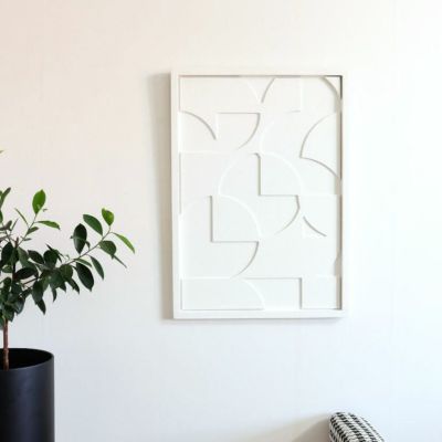 幅51cm ウォールアート インテリア雑貨 壁飾り 幾何学 壁掛けアート シンプルモダン ウォールアートパネル ウォールデコ おしゃれ リビング 玄関 ホワイト 白