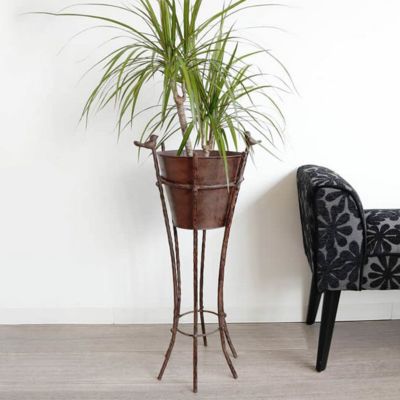 スタンドプランター アンティーク調の鉢カバー 小鳥 1407IFH011 幅37cm