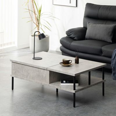 幅110cm 昇降式 リビングテーブル MORITA 引き出し付き 収納 リフト