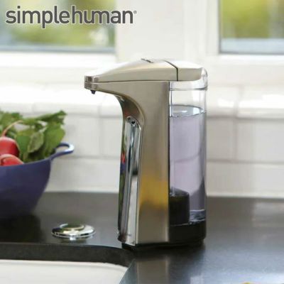 ソープディスペンサー simplehuman センサーポンプ シルバー タッチレス コンパクト 液だれ防止 洗面所 キッチン