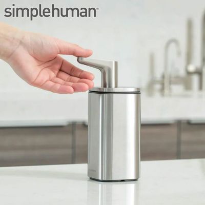 ソープディスペンサー simplehuman KT1183 パルスポンプ 295ml シルバーステンレス コンパクト 液だれ防止 洗面所 キッチン