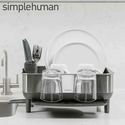 水切りラック simplehuman コンパクトスチールフレームディッシュラック ステンレス コンパクト モダン キッチン