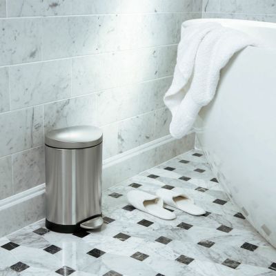 ダストボックス simplehuman セミラウンドステップカン 10L シルバー コンパクト ステンレス スチール ペダル開閉 ゴミ箱