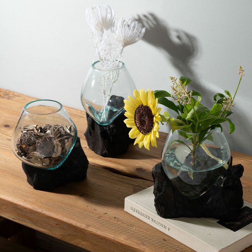 幅20～30cm グラスオブジェ ガラスオブジェ 流木 ブラック オブジェ