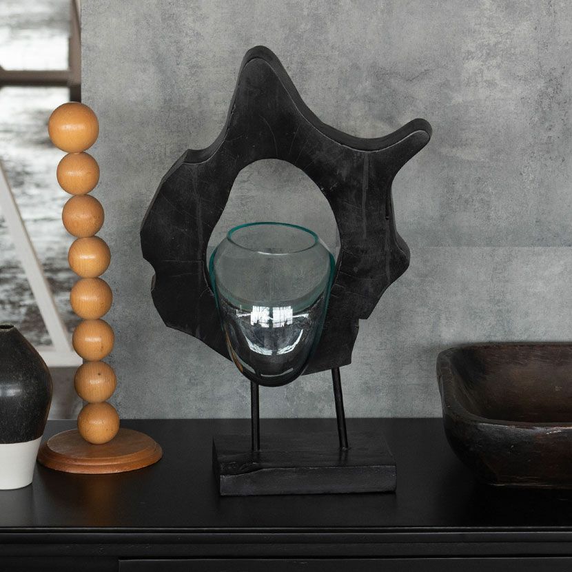 幅20～30cm グラスオブジェ ガラスオブジェ 流木 ブラック オブジェ