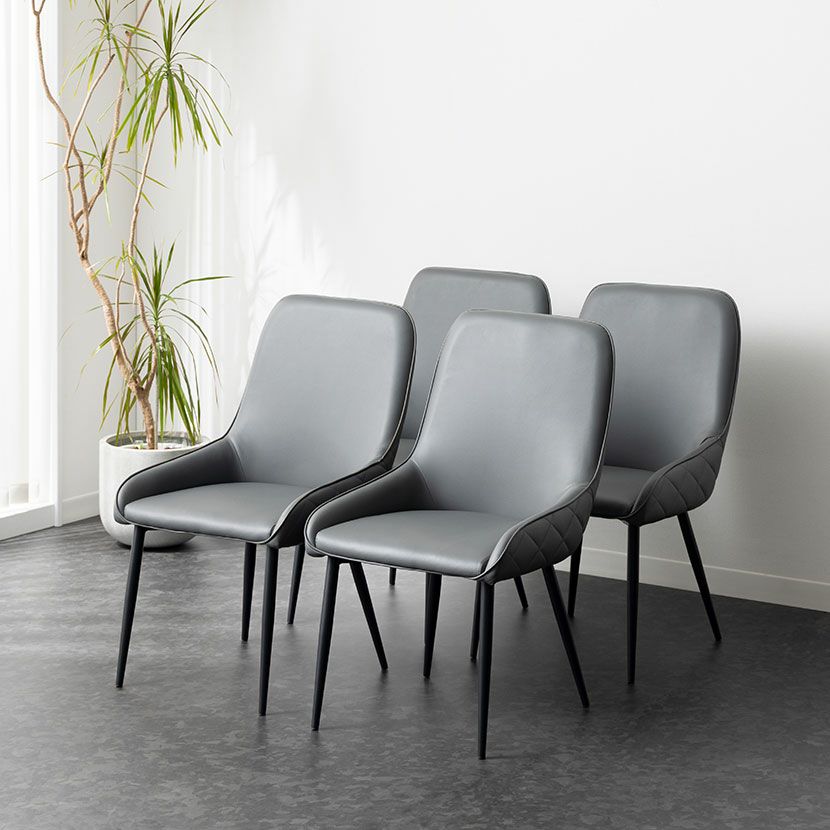 グレーの合成皮革ダイニングチェア　① グレーの合成皮革ダイニングチェア ①