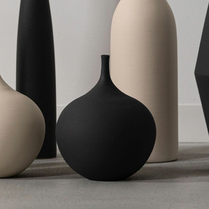 幅14cm フラワーベース 丸型 花瓶 陶器 花入れ オブジェ 一輪挿し