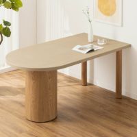 【設置無料】幅160cm 変形 半円 ダイニングテーブル モルタル風 LENAS コンクリート調 木脚 北欧モダン テーブル 4人 食卓テーブル おしゃれ ナチュラルモダン 韓国インテリア風 グレージュ｜¥68,091の動画