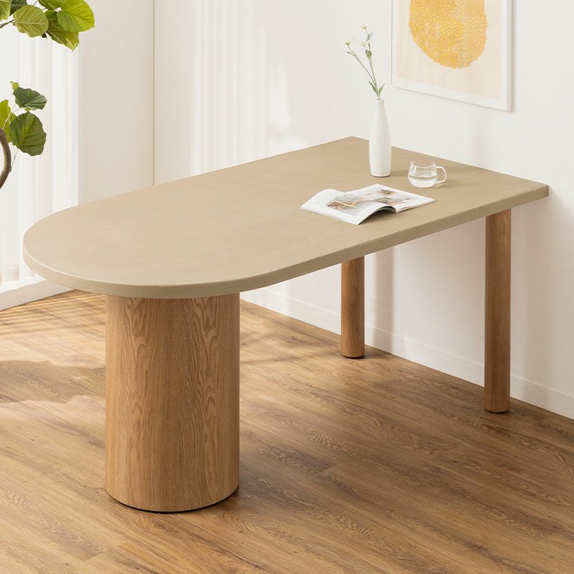 【設置無料】幅160cm 変形 半円 ダイニングテーブル モルタル風 LENAS コンクリート調 木脚 北欧モダン テーブル 4人 食卓テーブル おしゃれ ナチュラルモダン 韓国インテリア風 グレージュ｜¥68,091の動画