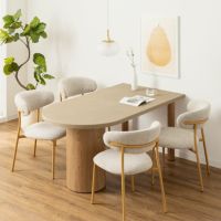 【設置無料】4人用 ダイニングテーブルセット 変形 5点 LENAS モルタル風 コンクリート調 半円テーブル 北欧モダン ダイニングチェア おしゃれ (幅160cm 食卓テーブル×1 食卓椅子×4)｜¥136,273の動画