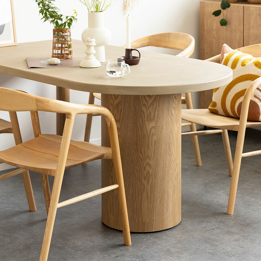 設置無料】4人用 ダイニングテーブルセット 変形 5点 LENAS モルタル風