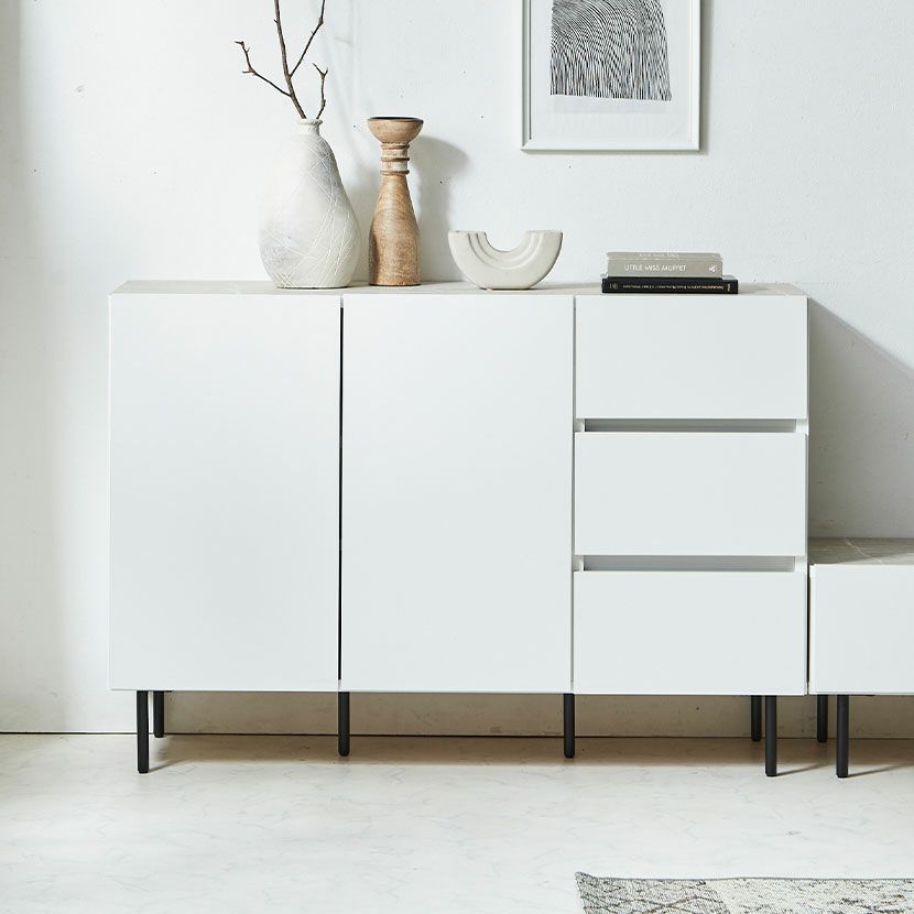 設置無料】幅120cm 木製 サイドボード 扉付き 引出し付き 可動棚 収納