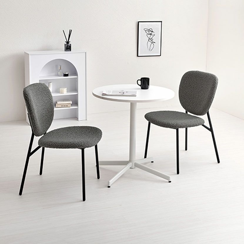 2人用 円形 ダイニングテーブルセット 3点 大理石柄 ガラステーブル