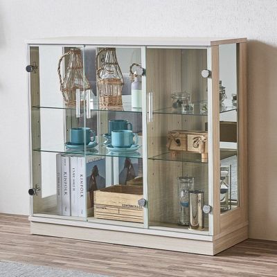 幅60cm ガラスキャビネット 6BOX リビングキャビネット 木製