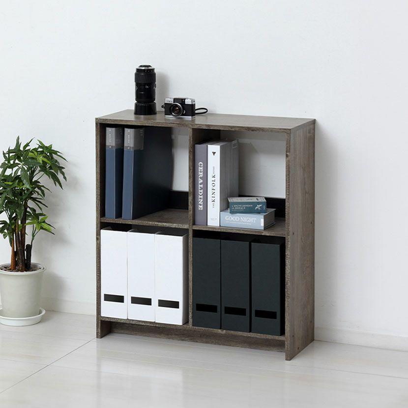 幅60cm スライド本棚 ロータイプ 6BOX コミック 収納 本棚 スライド式