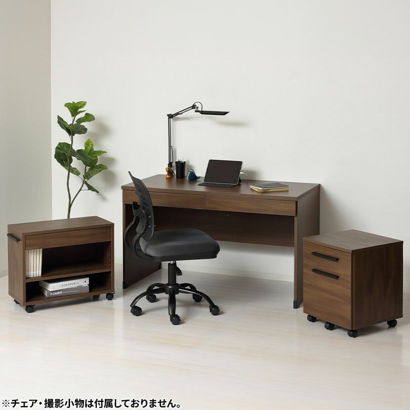 幅140cm デスク 浅奥行 北欧パイン材 無垢 木製 天然木 引出し付き